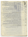Moe Howard's 5pp. Script for Comedy Sketch, Signed at the Top of Each Page, Once in Caps, & With Moe's Signed Notes on Verso of Last Page -- With Curly Joe, Circa Early 1960s -- Very Good Condition